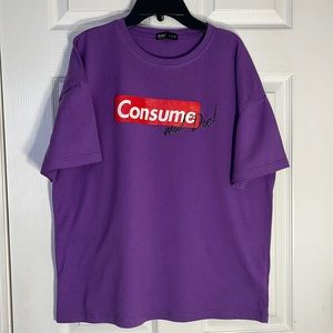 RoMwe; Consume and Die! Purple, Soft Cotton T-Shirt. Lg Size. Great Style.